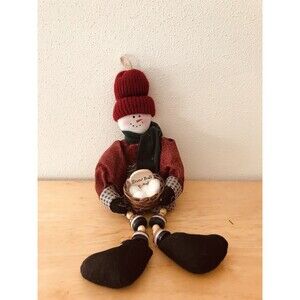 Vintage 90s JoAnn Fabrics Snowman Ornament Shelf Sitter Christmas Winter Decor